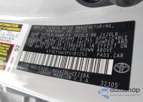 2023 Toyota Camry Se Night Shade/Se из США, поврежденный, VIN 4T1G11AKXPU181253